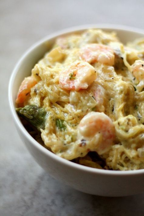 Spaghetti Squash Shrimp Alfredo